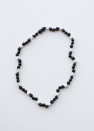 Raw Black Baltic Amber + Moonstone || Necklace - A Roese Boutique