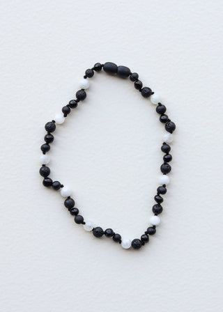 Raw Black Baltic Amber + Moonstone || Necklace - A Roese Boutique