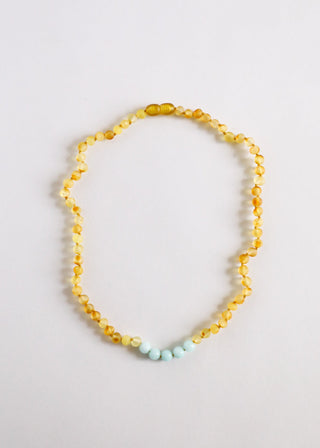 Raw Honey Baltic Amber + Amazonite || Necklace - A Roese Boutique