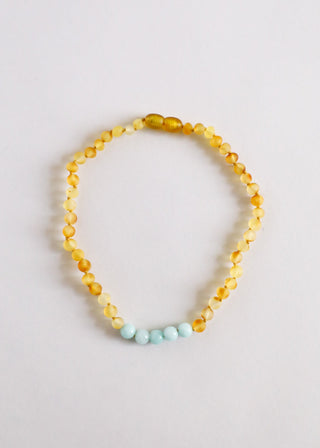 Raw Honey Baltic Amber + Amazonite || Necklace - A Roese Boutique