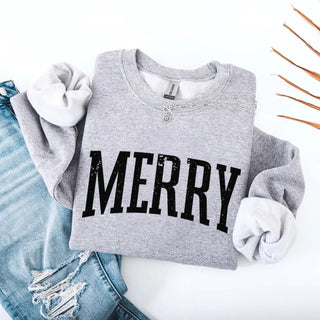 Retro Merry Christmas Sweatshirt Festive Women’s Holiday Sweater - A Roese Boutique