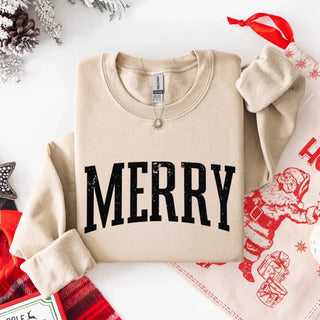 Retro Merry Christmas Sweatshirt Festive Women’s Holiday Sweater - A Roese Boutique