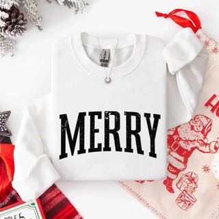 Retro Merry Christmas Sweatshirt Festive Women’s Holiday Sweater - A Roese Boutique