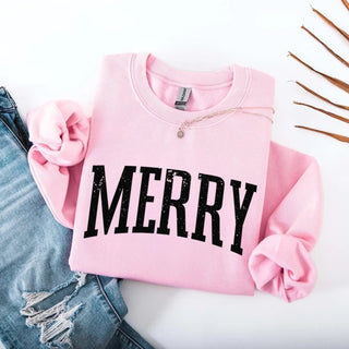 Retro Merry Christmas Sweatshirt Festive Women’s Holiday Sweater - A Roese Boutique