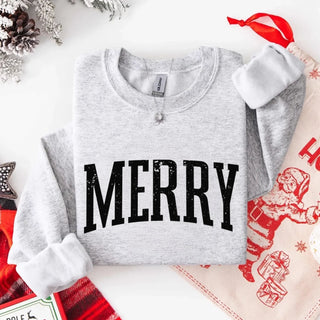Retro Merry Christmas Sweatshirt Festive Women’s Holiday Sweater - A Roese Boutique