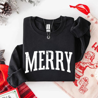 Retro Merry Christmas Sweatshirt Festive Women’s Holiday Sweater - A Roese Boutique