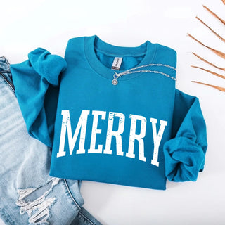 Retro Merry Christmas Sweatshirt Festive Women’s Holiday Sweater - A Roese Boutique