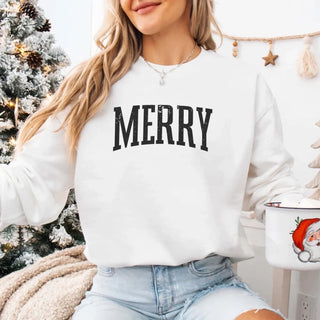 Retro Merry Christmas Sweatshirt Festive Women’s Holiday Sweater - A Roese Boutique