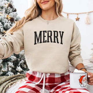 Retro Merry Christmas Sweatshirt Festive Women’s Holiday Sweater - A Roese Boutique