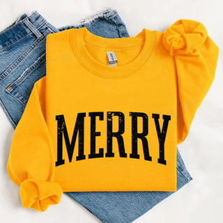 Retro Merry Christmas Sweatshirt Festive Women’s Holiday Sweater - A Roese Boutique