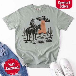 Retro UFO Cowboy Tee – Unisex Comfort Colors Shirt - A Roese Boutique