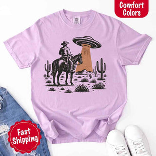 Retro UFO Cowboy Tee – Unisex Comfort Colors Shirt - A Roese Boutique