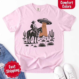 Retro UFO Cowboy Tee – Unisex Comfort Colors Shirt - A Roese Boutique