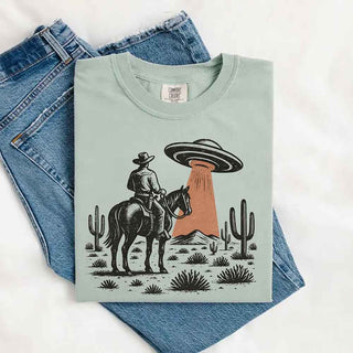 Retro UFO Cowboy Tee – Unisex Comfort Colors Shirt - A Roese Boutique