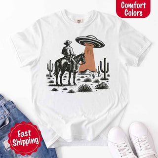 Retro UFO Cowboy Tee – Unisex Comfort Colors Shirt - A Roese Boutique