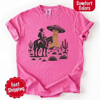 Retro UFO Cowboy Tee – Unisex Comfort Colors Shirt - A Roese Boutique