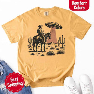 Retro UFO Cowboy Tee – Unisex Comfort Colors Shirt - A Roese Boutique
