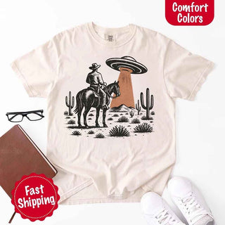 Retro UFO Cowboy Tee – Unisex Comfort Colors Shirt - A Roese Boutique