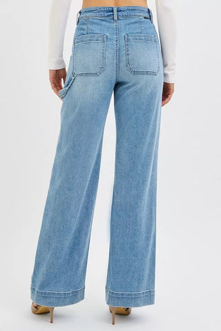 RISEN Full Size High Rise Straight Leg Jeans with Front Pockets Plus Size - A Roese Boutique