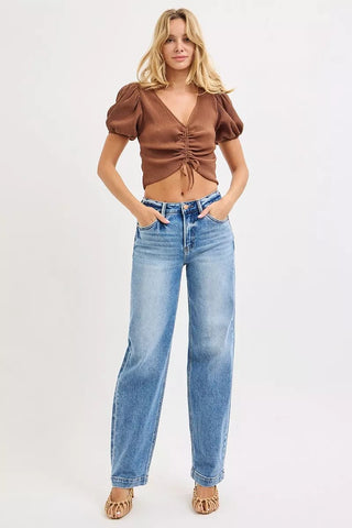 RISEN High Rise Wide Baggy Jeans - A Roese Boutique