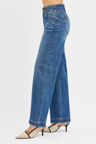 RISEN Mid Rise Fit Wide Baggy Jeans - A Roese Boutique