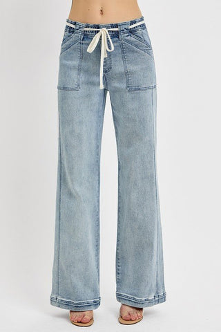 RISEN Straight Leg Jeans with Pockets - A Roese Boutique