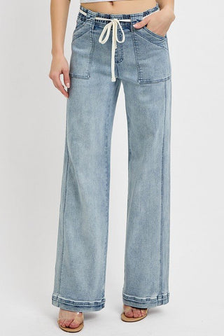 RISEN Straight Leg Jeans with Pockets - A Roese Boutique