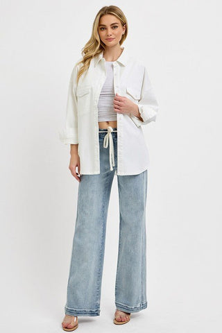 RISEN Straight Leg Jeans with Pockets - A Roese Boutique