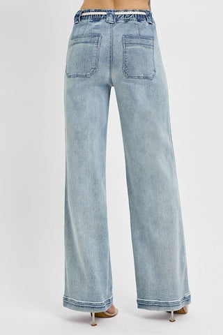 RISEN Straight Leg Jeans with Pockets - A Roese Boutique