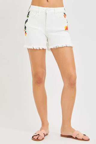 RISEN Tummy Control High Rise Flower Printed Shorts - A Roese Boutique