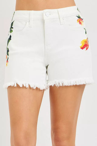 RISEN Tummy Control High Rise Flower Printed Shorts - A Roese Boutique