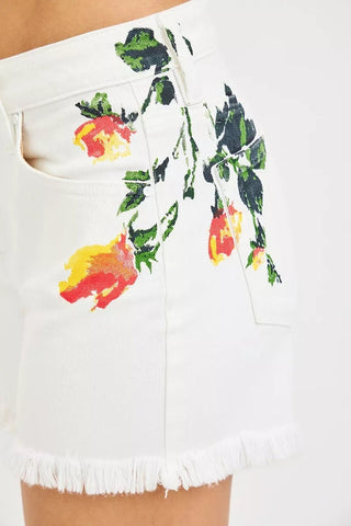 RISEN Tummy Control High Rise Flower Printed Shorts - A Roese Boutique