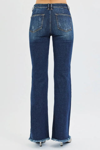 RISEN Tummy Control Mid Rise Flare Jeans - A Roese Boutique