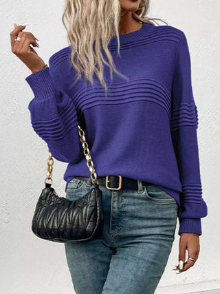 Round Neck Long Sleeve Sweater - A Roese Boutique