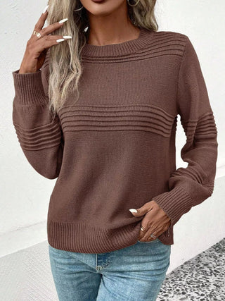 Round Neck Long Sleeve Sweater - A Roese Boutique