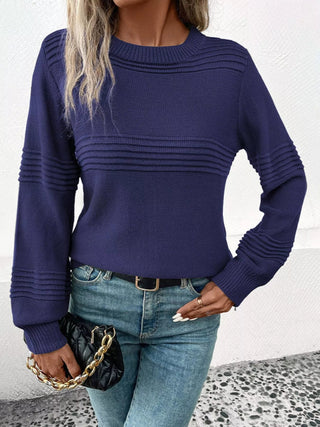 Round Neck Long Sleeve Sweater - A Roese Boutique