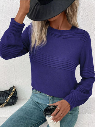 Round Neck Long Sleeve Sweater - A Roese Boutique