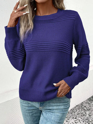 Round Neck Long Sleeve Sweater - A Roese Boutique