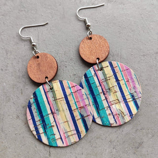 Round Shape Wooden Dangle Earrings - A Roese Boutique