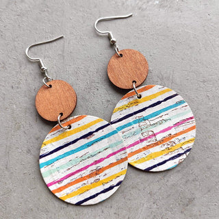 Round Shape Wooden Dangle Earrings - A Roese Boutique