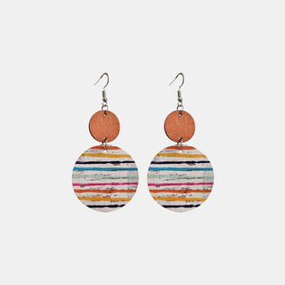 Round Shape Wooden Dangle Earrings - A Roese Boutique