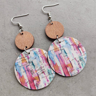 Round Shape Wooden Dangle Earrings - A Roese Boutique
