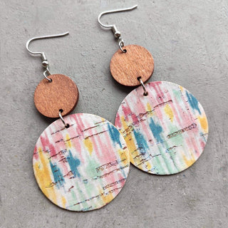 Round Shape Wooden Dangle Earrings - A Roese Boutique