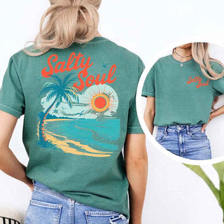 Salty Soul Comfort Colors Tee – Women’s Summer Beach Shirt - A Roese Boutique
