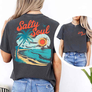 Salty Soul Comfort Colors Tee – Women’s Summer Beach Shirt - A Roese Boutique