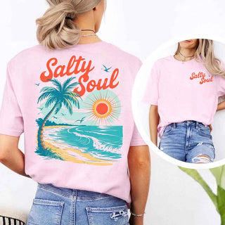 Salty Soul Comfort Colors Tee – Women’s Summer Beach Shirt - A Roese Boutique