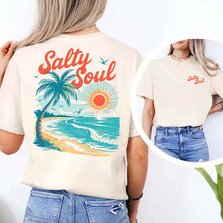 Salty Soul Comfort Colors Tee – Women’s Summer Beach Shirt - A Roese Boutique