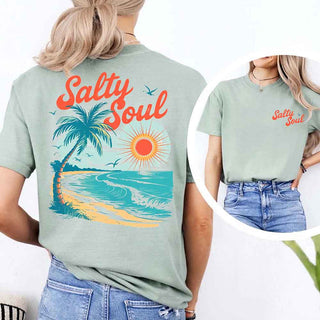 Salty Soul Comfort Colors Tee – Women’s Summer Beach Shirt - A Roese Boutique