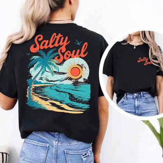 Salty Soul Comfort Colors Tee – Women’s Summer Beach Shirt - A Roese Boutique