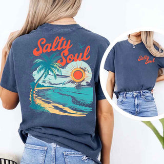 Salty Soul Comfort Colors Tee – Women’s Summer Beach Shirt - A Roese Boutique